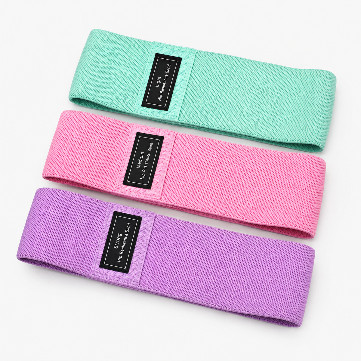 Bandes de résistance Vela verte, rose et violette avec résistances légère, moyenne et forte