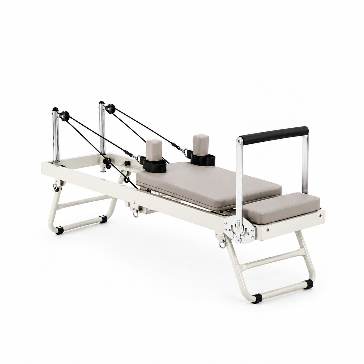 Pilates Reformer pliable en acier Néa avec plateforme rembourrée, ressorts et barre d’appui