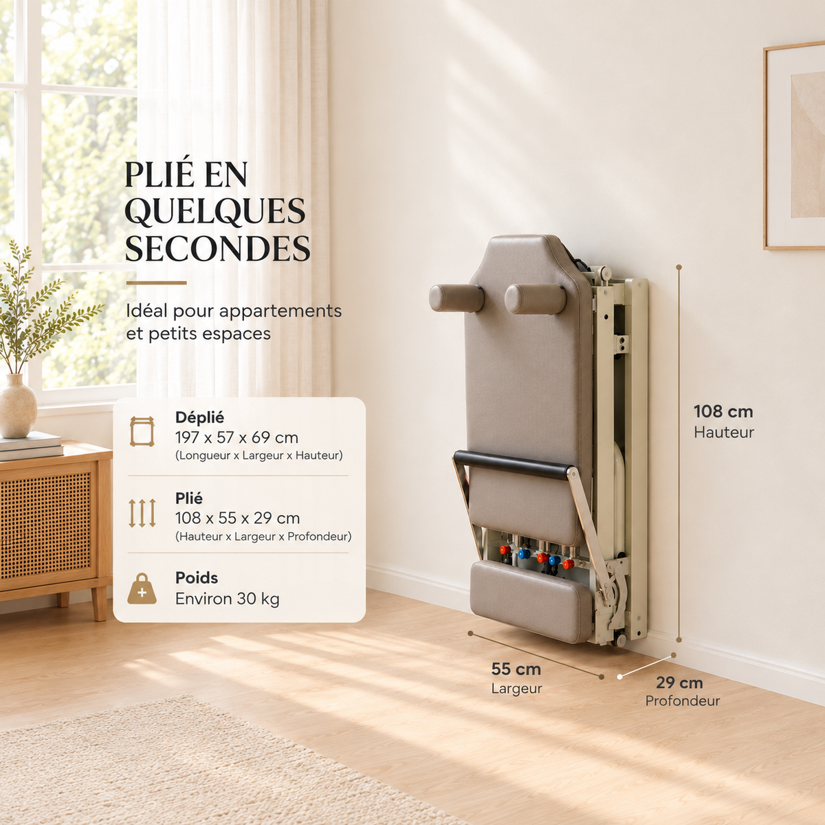 Pilates Reformer Pliable en Acier – Néa